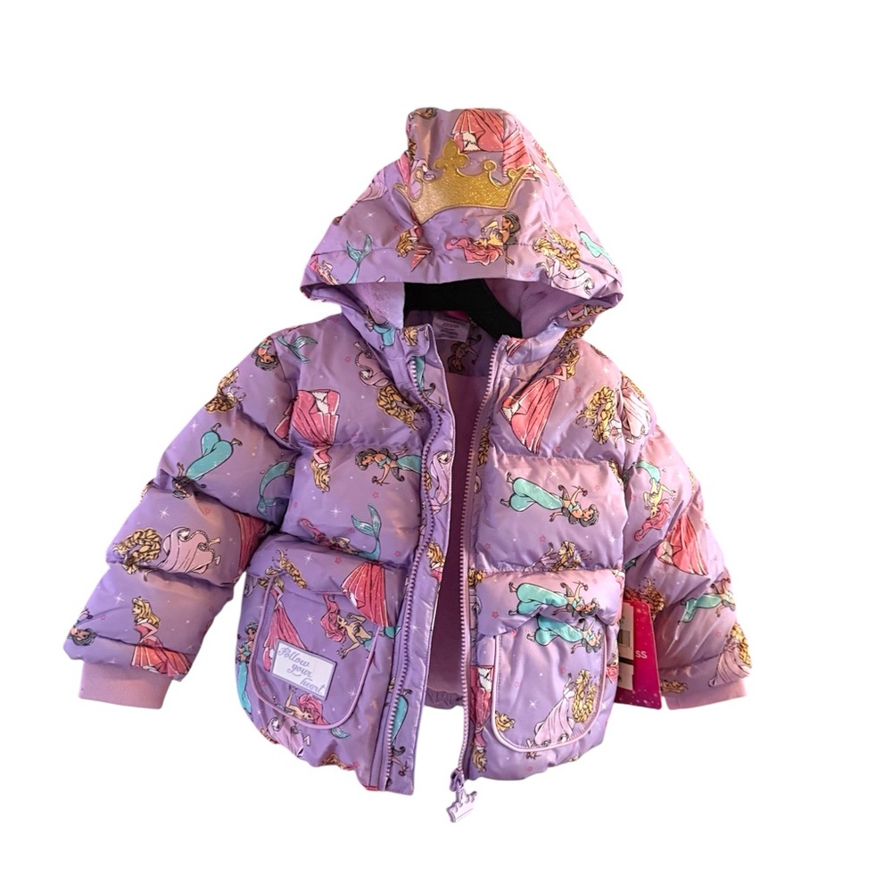 BRAND NEW Disney Lavender Princess Puffer Jacket size 3T
